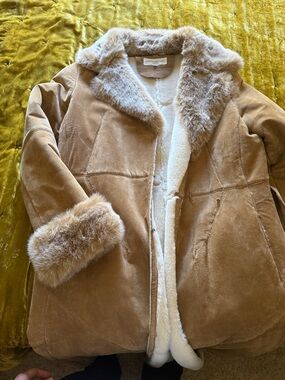 Jones New York Camel Faux-Shearling Trench Coat